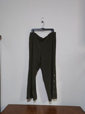 Athleta Olive Wide-Leg Snap-Hem Pants